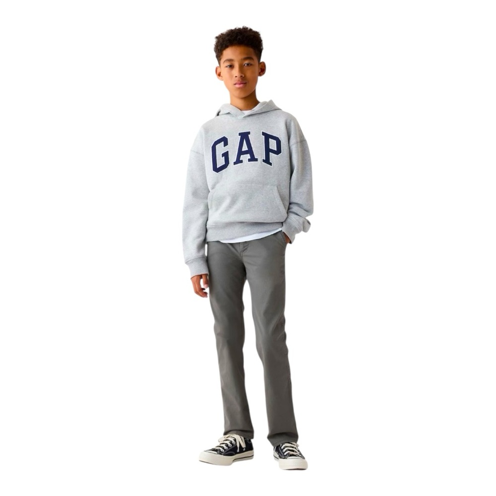 GAP Kids Uniform Straight Fit Khaki Pants, Gray, NEW